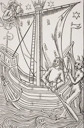 Merchant Vessel in a Storm, facsimile of a woodcut in 